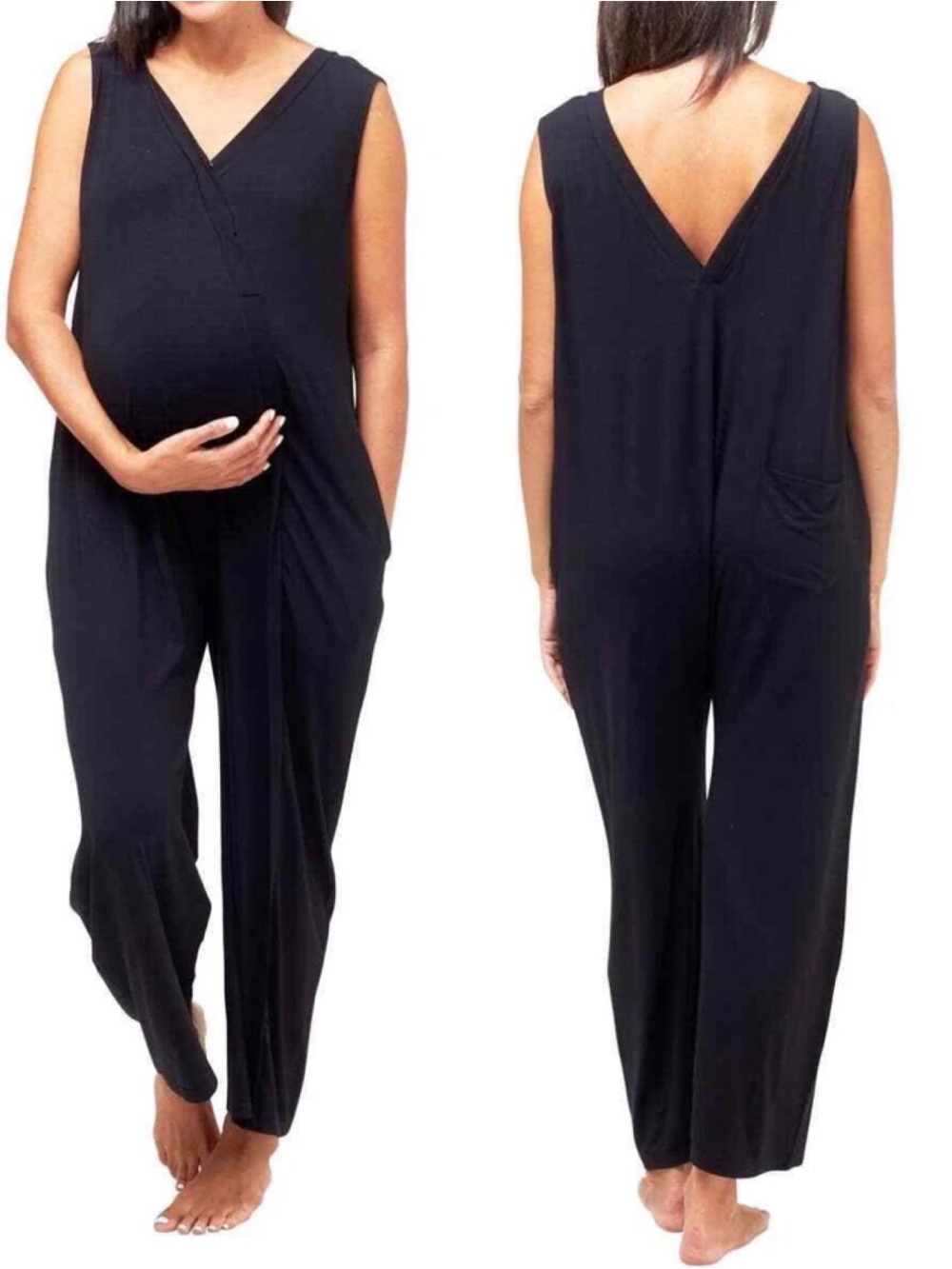 Nom Maternity Everyday Maternity Nursing Jumpsuit Black Loungewear